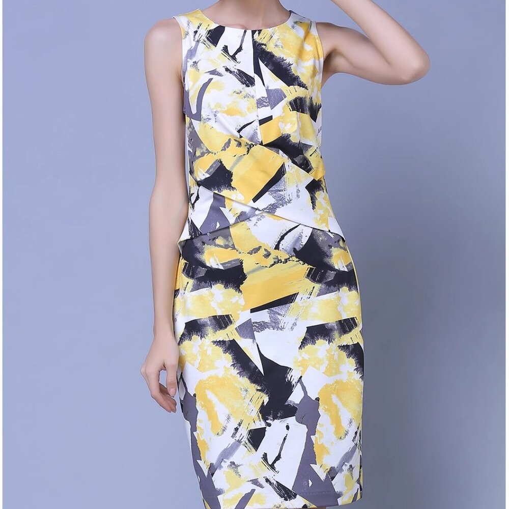 Waistcoat high-end fold plus-size women print dress slim fashion - Picture 3 of 3